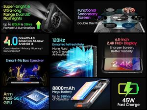 OSCAL <span class=keywords><strong>PILOT</strong></span> 2 Teléfono inteligente resistente Helio G99 6,5 ''120Hz 8GB 256GB Teléfono móvil con linternas LED duales 8800mAh - Product Image 5