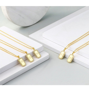 Designer A-Z Engagement Pendant Necklace Unisex Trendy Brass Zircon 18K Gold Plated Link <b>Chain</b> Letter Pattern Claw Setting - Product Image 5
