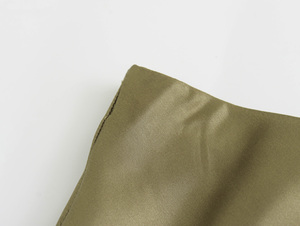 QSY Zipper Fly Green Color Silky Cas Al Fashion <span class=keywords><strong>Jupe</strong></span> longue en <span class=keywords><strong>satin</strong></span> pour femme - Product Image 4
