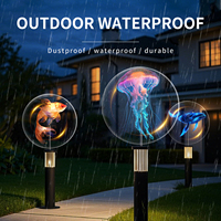Ventilateur LED holographique 3D de haute qualité avec couvercle en acrylique pour utilisation intérieure/extérieure, contrôle par application mobile OEM, plusieurs tailles