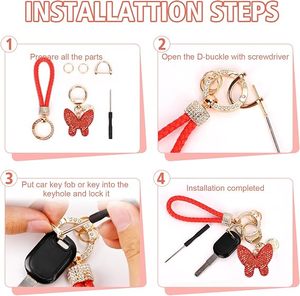 Llavero de pulsera para mujer con entrega rápida, llavero brillante con diamantes de imitación en forma de corazón para llaves de coche, soporte para llavero de bolso, envío rápido - Product Image 6