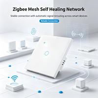 Interrupteur tactile intelligent Tuya Zigbee 10A pour Royaume-Uni/UE, en verre, contrôle à distance via application, compatible Google Home, Alexa, Alice Voice, nécessite une filière neutre