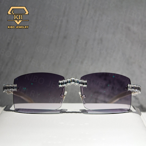 Trắng sừng trâu không có vành 23ctw màu Baguette moissanite Shades Mens vvs moissanite Kính mát kính - Product Image 4