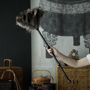 Plumeau en bambou fait main, plumeau en plumes d'autruche, outil de dépoussiérage domestique, plumeau de nettoyage - Product Image 1