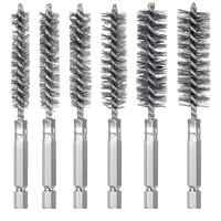 Brosse métallique hexagonale pour nettoyage de trous, brosse à fil d'acier pour perceuse électrique, élimination de la rouille et ébavurage des trous intérieurs