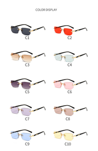 Lunettes de <span class=keywords><strong>soleil</strong></span> rectangulaires sans monture tendance en PC couleur bonbon pour femmes et hommes, protection UV400, idéales pour les fêtes - Product Image 3