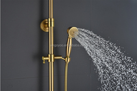 Robinet de baignoire thermostatique à double poignée pour salle de bain, ensemble de robinets de douche en laiton doré