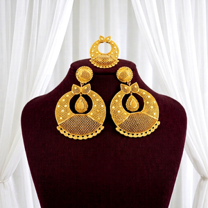 Women's 24K Gold Plated Ethnic Jewelry Set Necklace Earrings Alloy Wedding Party Fashion Jewelry - Product Image 1