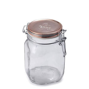 <span class=keywords><strong>Bormioli</strong></span>-Jarra cuadrada metálica de Co <span class=keywords><strong>Fido</strong></span>, vidrio, 33,75 oz, cobre - Product Image 2