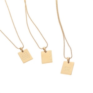 Wholesale Stainless Steel square <b>Necklace</b> Custom Personalized Engraved square Moon Star Flower Letter Pendant <b>Necklace</b> - Product Image 3