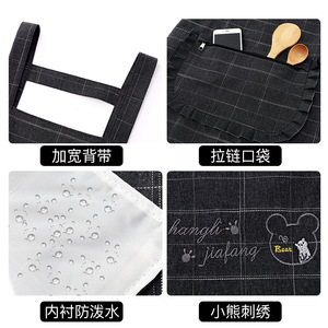 Delantal de algodón puro personalizado con logo 2026, nuevo, delgado, para cocina, hogar, verano, catering, ropa de trabajo comercial para redes privadas. - Product Image 4