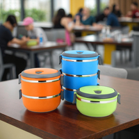 Boîte à lunch portable écologique isolée à double couche en acier inoxydable avec forme ronde grande capacité pour tous les usages