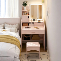 Coiffeuse de chambre tout-en-un avec rangement, style hôtel moderne et luxueux, pour petit espace, en bois MDF