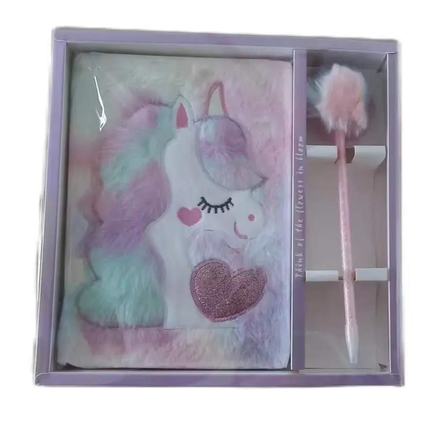 Unicorn Fur Diary for Girls for Birthday Return Gifts Notebook With Pen School Creative New Cartoon Desktop stationery Set