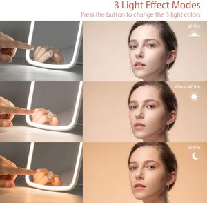 กระจกแต่งหน้าแบบตั้งโต๊ะพร้อมไฟ LED หน้าจอสัมผัส ขนาดใหญ่ แสงสีขาวเย็น อะคริลิค แสงสีขาวอบอุ่น อะลูมิเนียม สำหรับงานเสริมสวย - Product Image 5