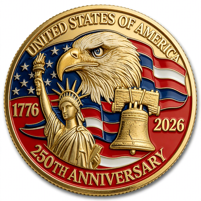Custom Premium 250th Anniversary Commemorative Zinc Alloy Souvenir Custom Polished Rare Collectible Challenge Coin Wholesale