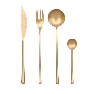 YIMIVIVIAN Vintage Gold Cutlery Set 304 Stainless Steel Steak Knife Fork Spoon Solid Color Dinnerware Sets - Product Image 5