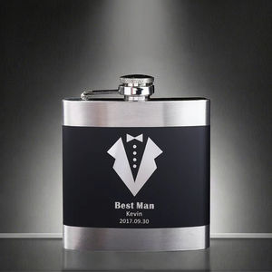 Mini gourde de poche haut de gamme en acier inoxydable de qualité 304, design carré moderne, portable, option de logo personnalisé pour les cadeaux de mariage et les faveurs de fête - Product Image 3