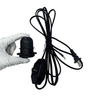 Cordon d'alimentation tressé en tissu noir homologué UL avec variateur de luminosité UL et prise américaine E26, kit de suspension DIY pour l'Amérique du Nord