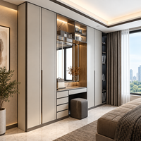 Étagère modulaire en verre LED lumineuse Zunteng pour centre de vêtements, idéale pour les projets d'appartements contemporains, la décoration de suites parentales et la planification de zones.