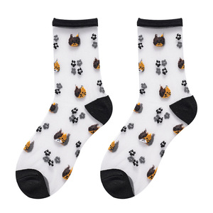 <span class=keywords><strong>Chaussettes</strong></span> fines transparentes à motif d'animaux mignons <span class=keywords><strong>renard</strong></span> papillon chats Mode Femmes <span class=keywords><strong>Chaussettes</strong></span> transparentes personnalisées - Product Image 5