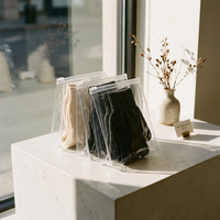 Petite pochette transparente en PE avec fermeture à glissière pour chaussettes, gants, accessoires, sac en plastique refermable
