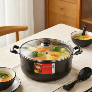 22Qt Sauce Pan Non-Stick Aluminum Induction & Gas Compatible Japandi Design Glass Lid US Warehouse In Stock - Product Image 4