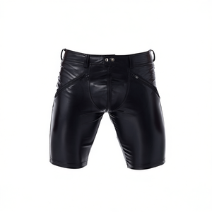 กางเกงขาสั้นหนังแท้สุดเทรนดี้สำหรับผู้ชาย แฟชั่นสตรีทแวร์สุดเท่ สวมใส่สบาย ดีไซน์หนังนุ่มคุณภาพสูง - Product Image 1
