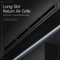 Grille linéaire moderne en aluminium noir pour la climatisation, à fentes longues, pour la rétrocave de ventilation, à économie d'énergie, pour usage hospitalier, montage au sol, mural ou au plafond
