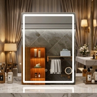 Miroir de maquillage mural rectangulaire intelligent à LED avec grossissement, design moderne, anti-buée, pour salle de bain, maison, salon, appartement