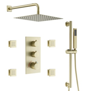 Cabezal de Ducha de Lluvia Americano de 12 Pulgadas, Oculto, de Acero Inoxidable Cromado Negro Mate, con Tres Funciones, para Hotel BXW-030 Ther - Product Image 1