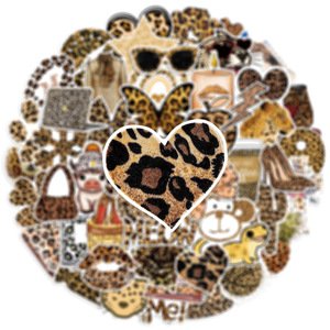 50PCS Fashion <strong>preppy</strong> girl cheetah leopard print <strong>sticker</strong> - Product Image 2