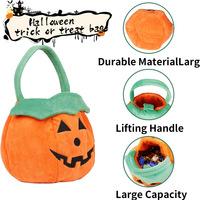 Sac en peluche citrouille personnalisé, sac cadeau unisexe pour Halloween pour enfants, design citrouille sorcière, en coton et polyester, rembourrage en coton PP