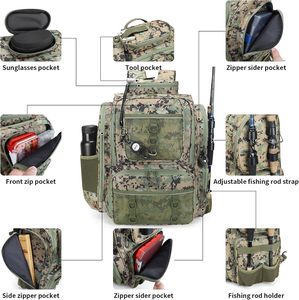 Mochila de pesca de muestra gratis, bolsa pequeña para aparejos, con soporte para 2 varillas, caja de aparejos de almacenamiento, equipo de pesca, regalos de pesca con mosca - Product Image 3