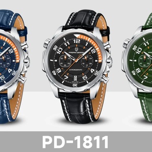 PAGANI DESIGN New Quartz Number Luminous Dial Man Watch <b>Automatic</b> Date PU Leather Strap <b>Chronograph</b> Japan Movt Waterproof Watch - Product Image 5