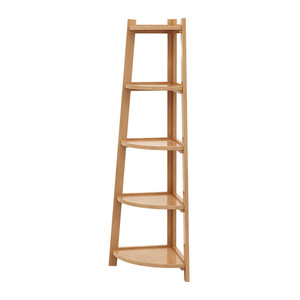 Solid Wood <b>Corner</b> Shelf 5 Tier Natural Color <b>Storage</b> Display <b>Unit</b> For Living Room - Product Image 4