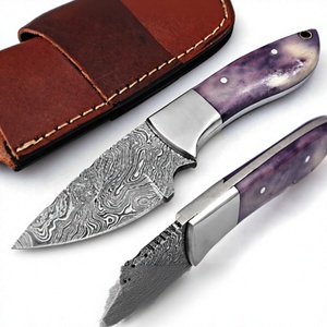 Handmade Damascus Steel Industrial Grade Sharp Skinner <b>Knife</b> Drop Point Stainless Bolster Camel Colored <b>Bone</b> <b>Handle</b> Outdoor EDC - Product Image 1
