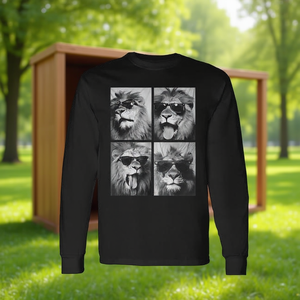 T-shirt à manches longues avec motif de lions mignons avec lunettes de soleil, idéal pour les séances photo d'animaux - Product Image 3