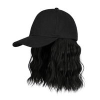 Casquette de baseball pour femme avec perruque intégrée, cheveux synthétiques courts bouclés naturels, ajustable, style BOBO, pour filles