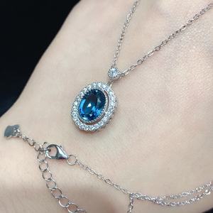 Elegante Joyería de Plata de Ley S925 con Topacio Azul Londres Natural, Gema Ovalada de 7x9mm, Regalo para Mujer - Product Image 5