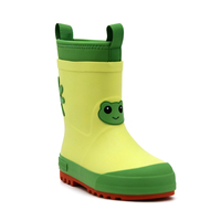 Bottes de pluie pour enfants en néoprène, motif grenouille de dessin animé mignon, mi-mollet, toutes saisons, imperméables, avec poignée de traction, design personnalisé