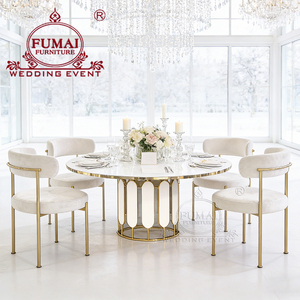 Modern Wedding Hotel Furniture Silver Metal Stand <b>White</b> <b>Round</b> Center Banquet <b>Dining</b> Room <b>Table</b> Outdoor - Product Image 3