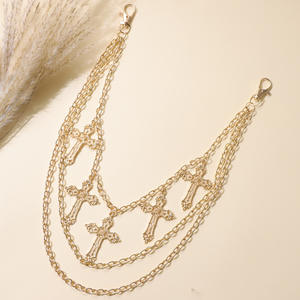 Chaîne de taille croisée multicouche en argent tibétain, style punk, unisexe, chaîne de corps tendance, accessoire de pantalon en métal pour usage quotidien - Product Image 2