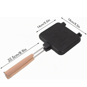 Popular Portable Sandwich Cake Mold Aluminium Roasting Pan Outdoor Use Two Side Breakfast Sandwich Grill Pan - Product Image 3