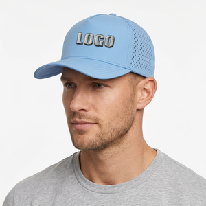 Casquette de baseball en maille bleu clair avec logo en relief sur le panneau avant, réglable, respirante, décontractée pour homme, printemps-été - Product Image 1