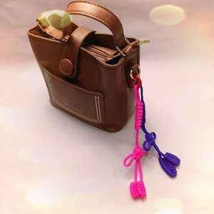 Nylon Knitted Keychain With Zinc Alloy Ring For Promotional Activities Portable <b>Bag</b> <b>Charm</b> Colorful Rope Pendant - Product Image 1