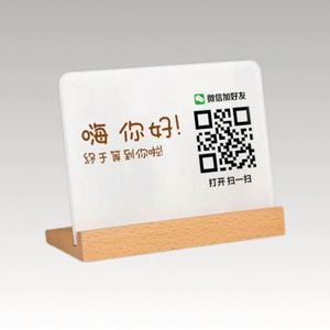 Custom Logo Eco-Friendly Acrylic Menu Card Holder Wooden Base Custom Shape Silk Screen Printing <b>Desktop</b> Display <b>Stand</b> Promotions - Product Image 2