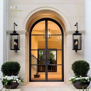 ประตูสวิงสไตล์ฝรั่งเศสย้อนยุคแบบหลายเฉดสี กรอบอลูมิเนียมลายตารางสไตล์กลางศตวรรษ ประตูทางเข้ากระจกนิรภัย ประตูวิลล่าอลูมิเนียม - Product Image 5