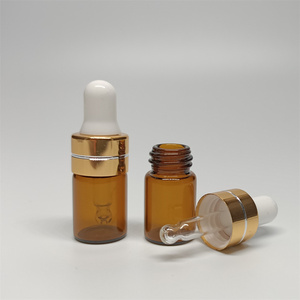 Flacon compte-gouttes portable en verre ambré vide de 1 ml, 2 ml, 3 ml, 5 ml pour échantillons cosmétiques, huiles, gouttes pour les <span class=keywords><strong>yeux</strong></span>, sérums, sérigraphié - Product Image 1