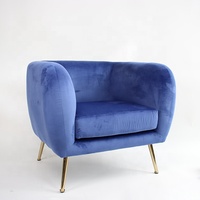 Fauteuil d'appoint en velours multicolore, fauteuil de loisirs en forme de baril avec pieds en métal doré pour salon et chambre, certifié BSCI OEM/ODM